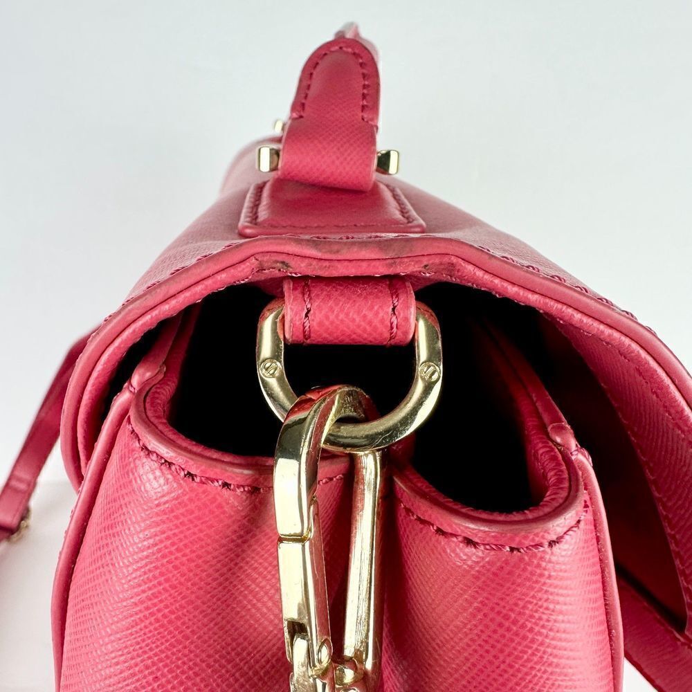 Tory Burch Robinson Leather Top Handle Handbag Purse Flap Pink - Picture 13 of 16